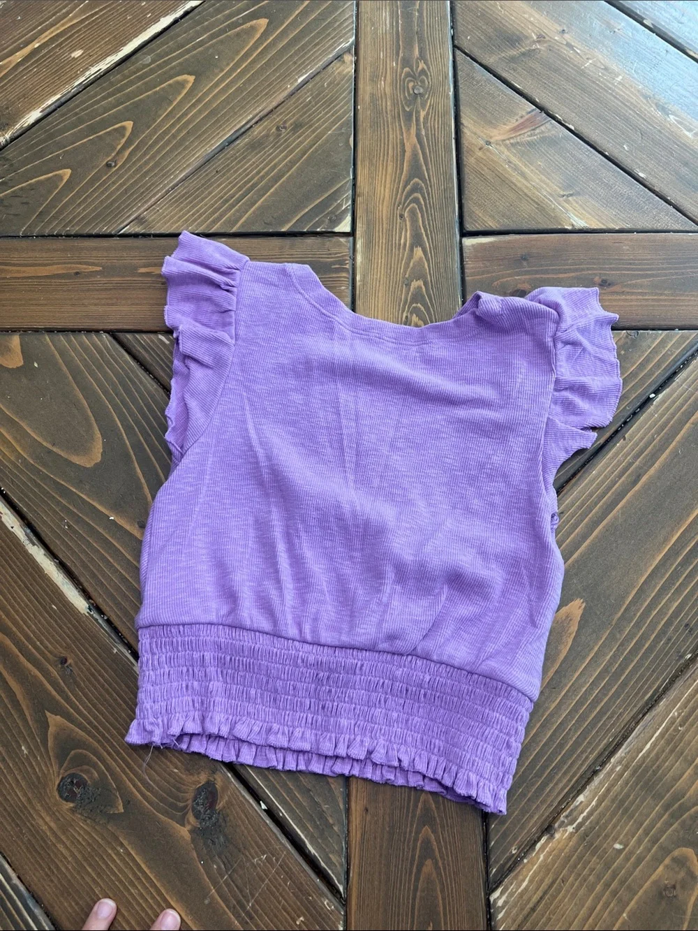 GAP Lilac Ruffle Sleeve Smocked Waist Top
